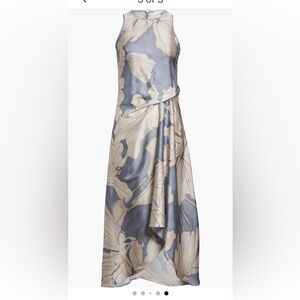 SOLD Reiss Mieke Satin Floral Drape Midi Dress